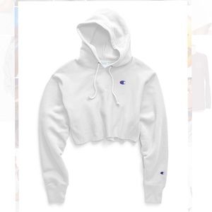 Cropped white champion hoodie